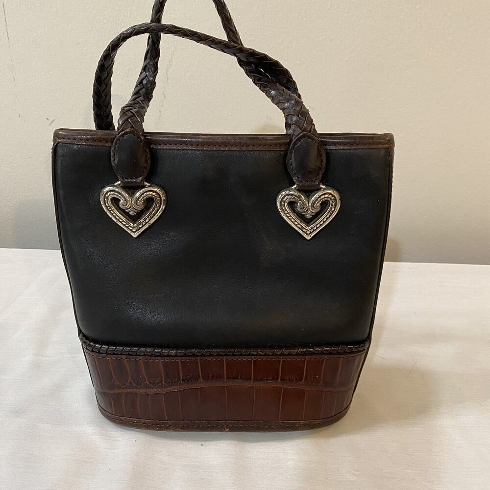 Brighton Pebbled Leather Croc Trim Top Handles Small Purse